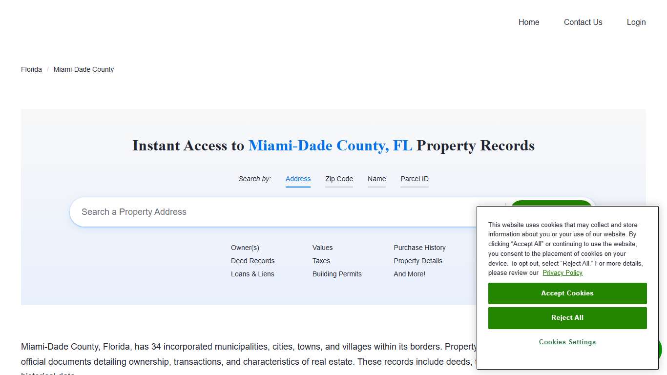 Miami-Dade County Property Records Owners, Deeds, Permits